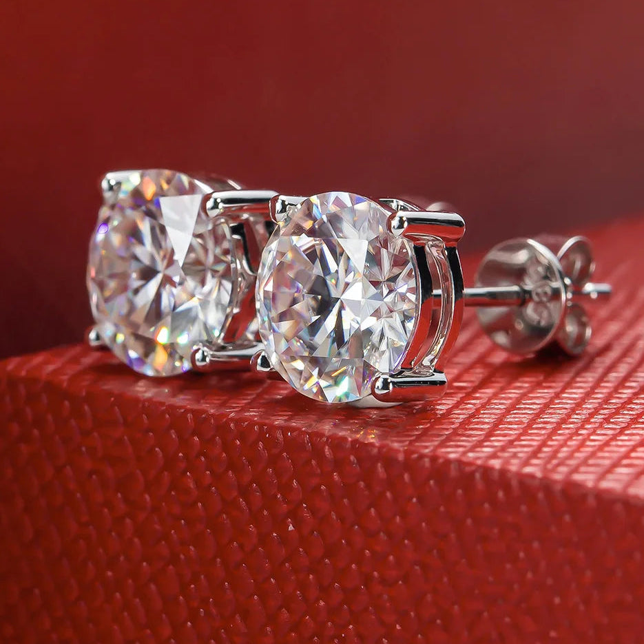 4 CTTW D Color Moissanite Stud Earrings