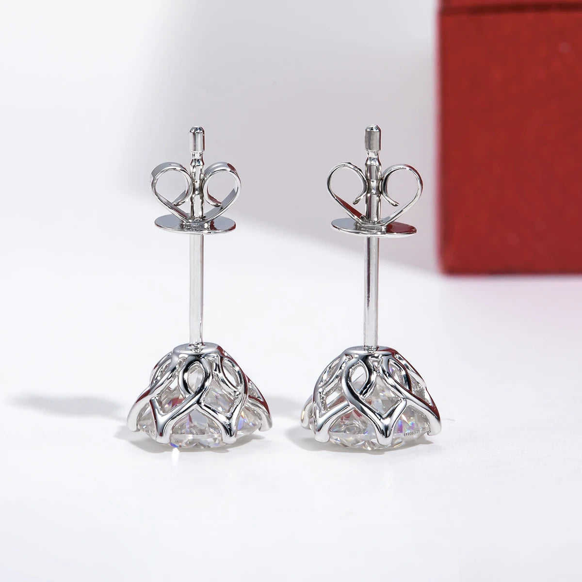 1 CT D Color Moissanite Flower Stud Earrings