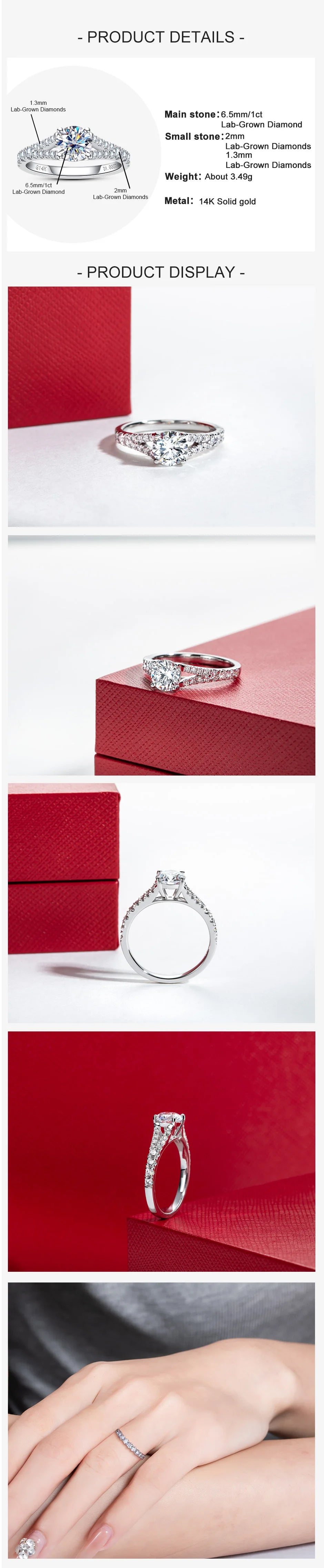 1 CT D Color VVS2 Lab Grown Diamond Engagement Ring