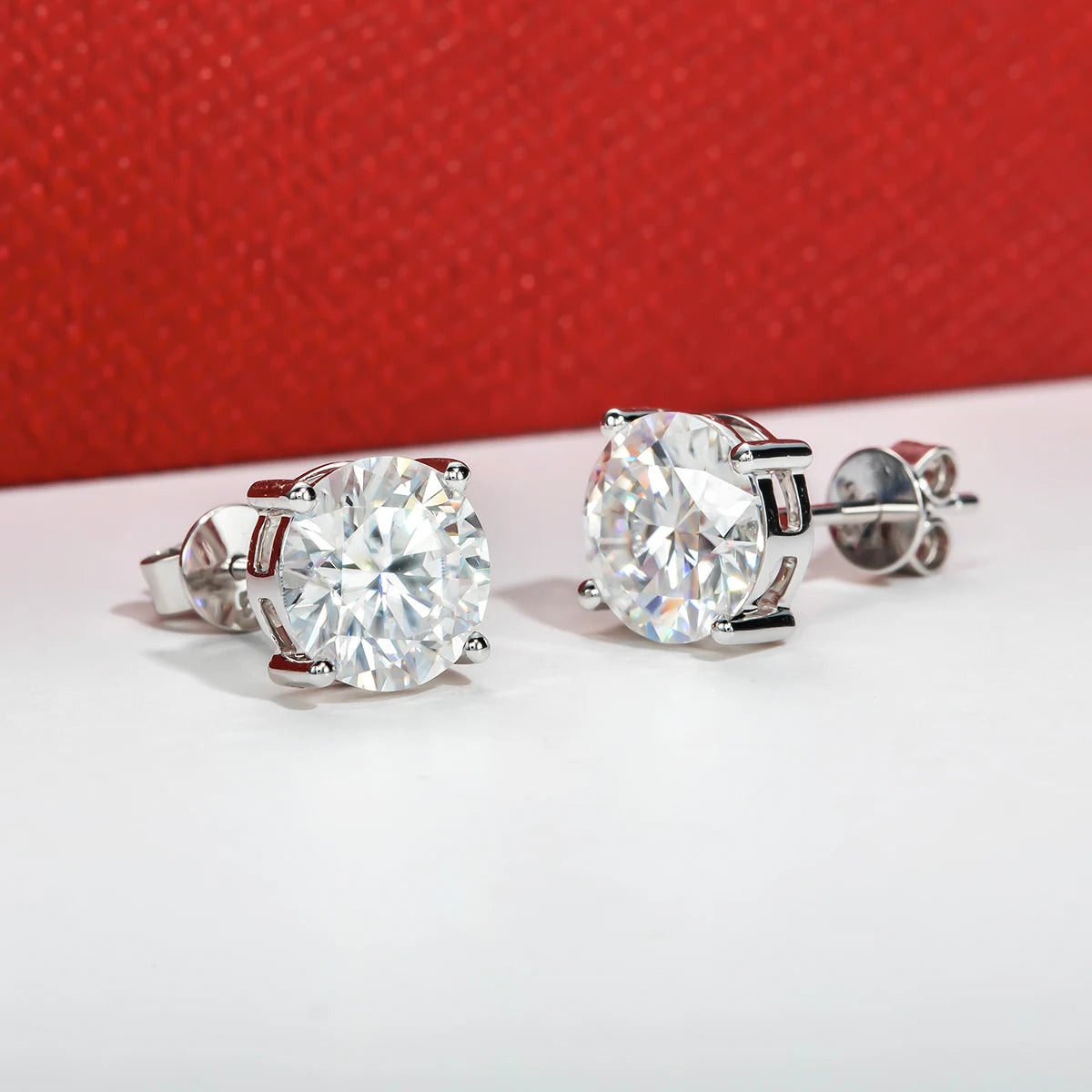 4 CTTW D Color Moissanite Stud Earrings