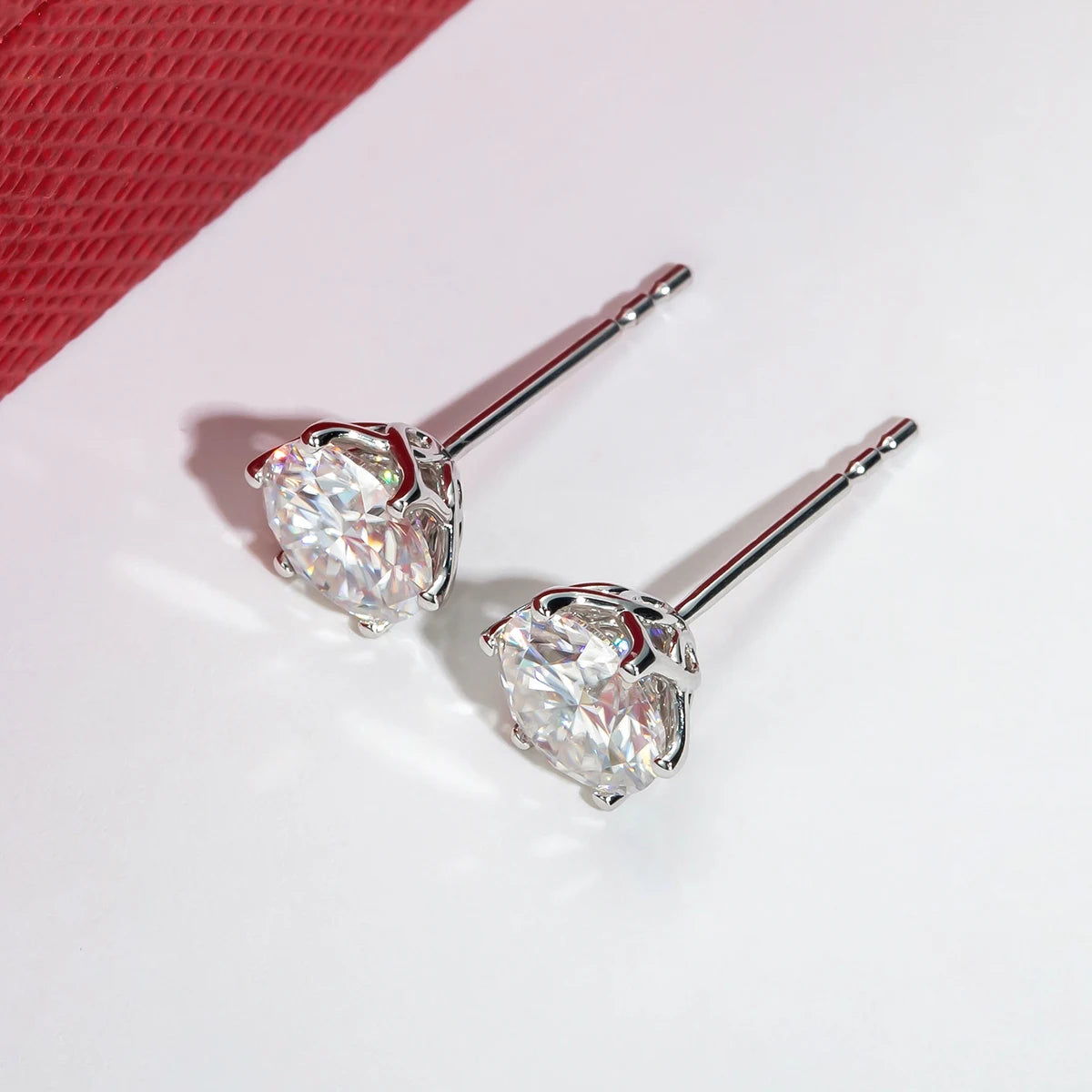 1 CT D Color Moissanite Flower Stud Earrings