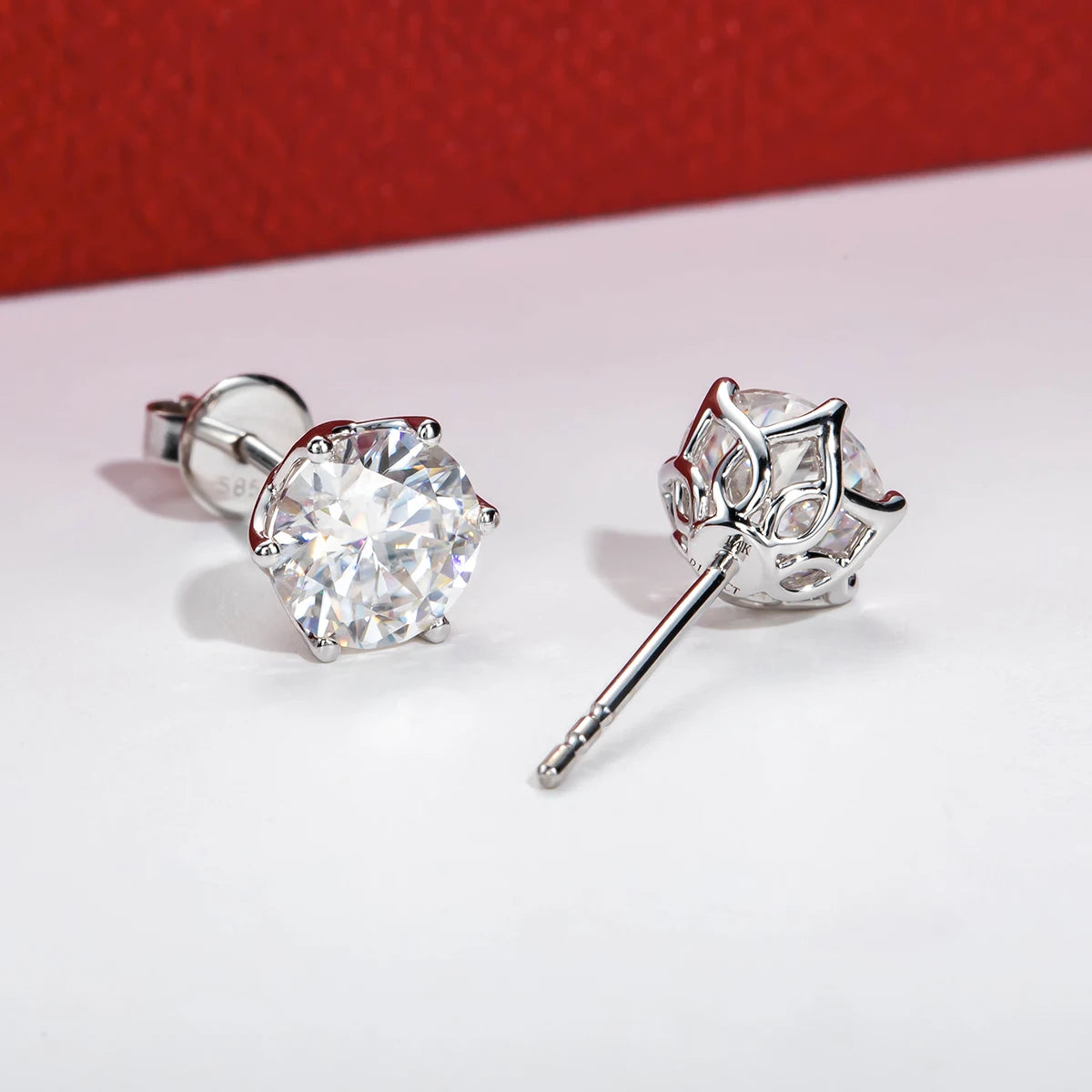 1 CT D Color Moissanite Flower Stud Earrings