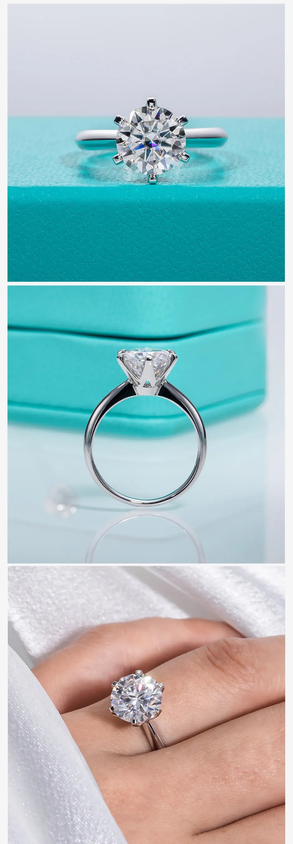 3 CT Round Cut Moissanite Engagement Ring