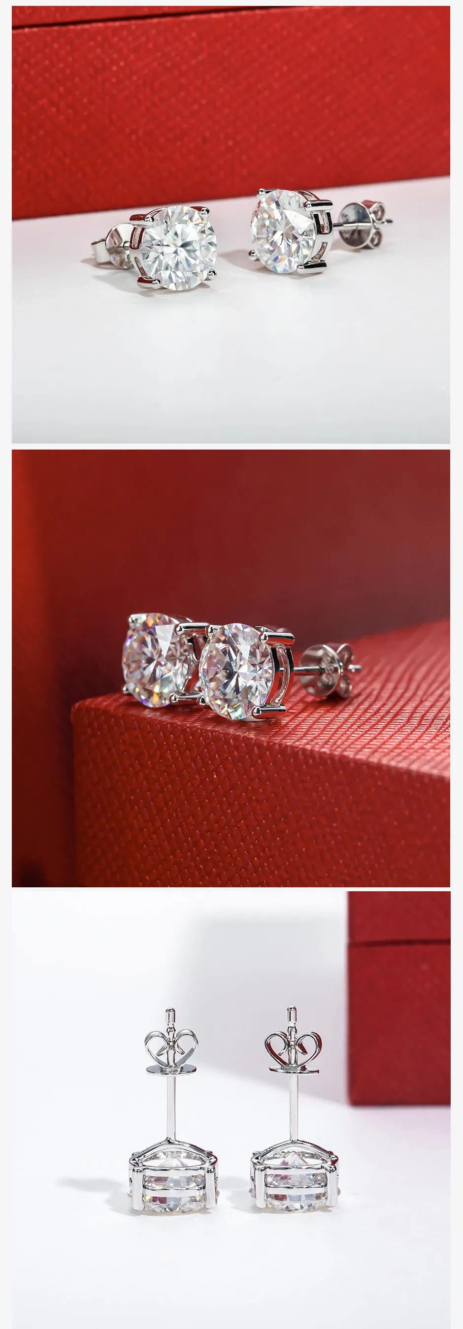 4 CTTW D Color Moissanite Stud Earrings