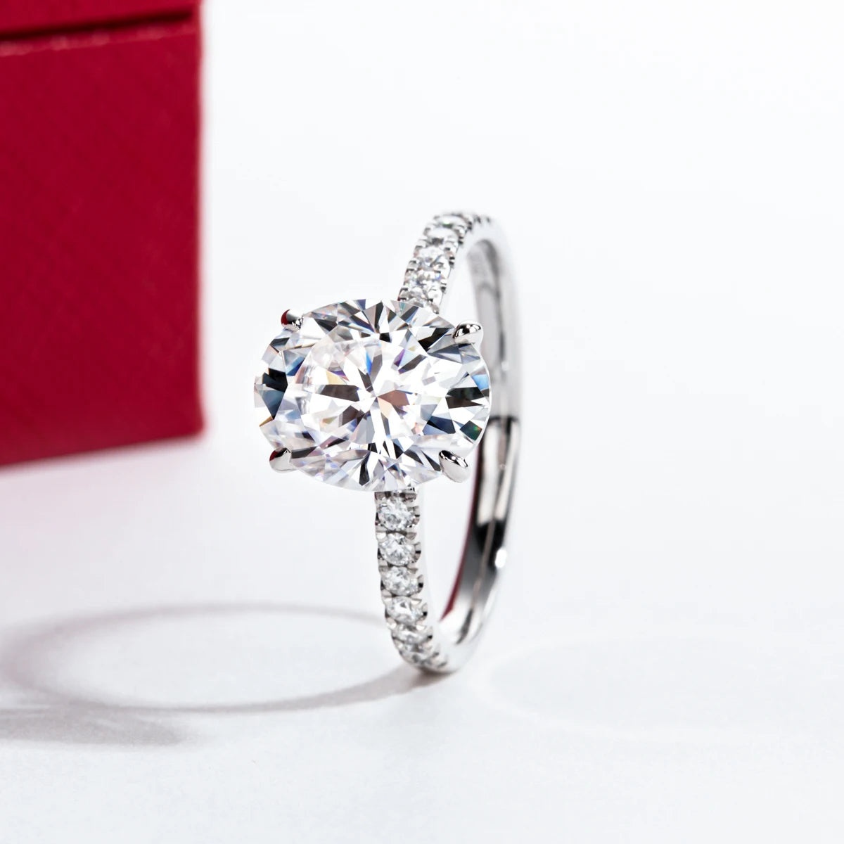 3 CT Oval Cut 14K Gold Moissanite Engagement Ring