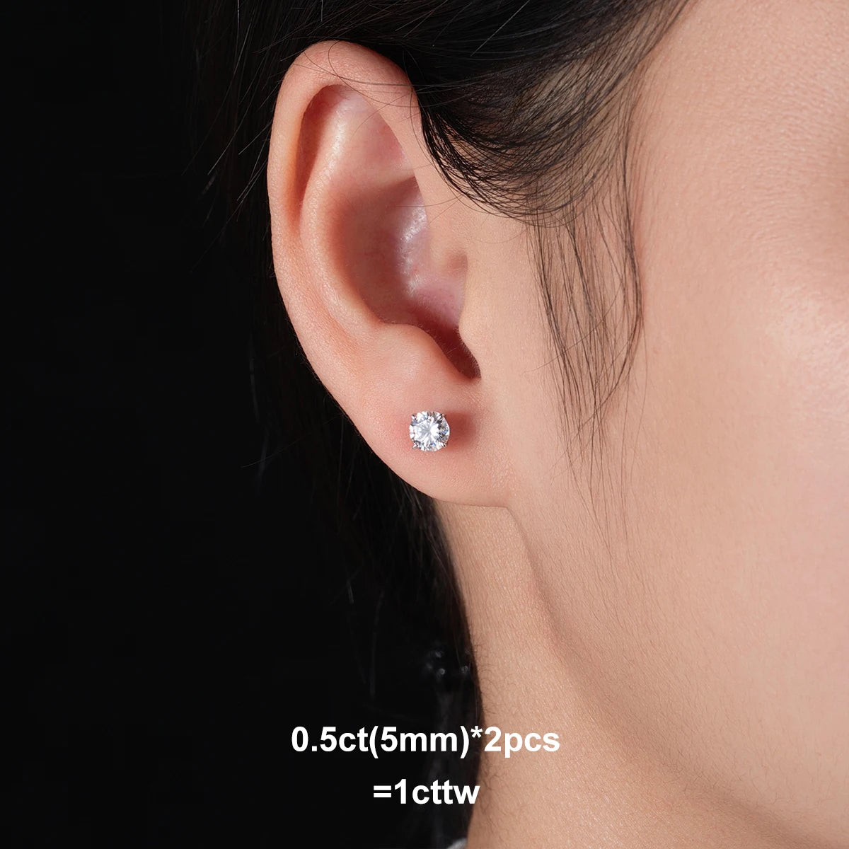 VVS1 14K Gold Round Cut Moissanite Earrings