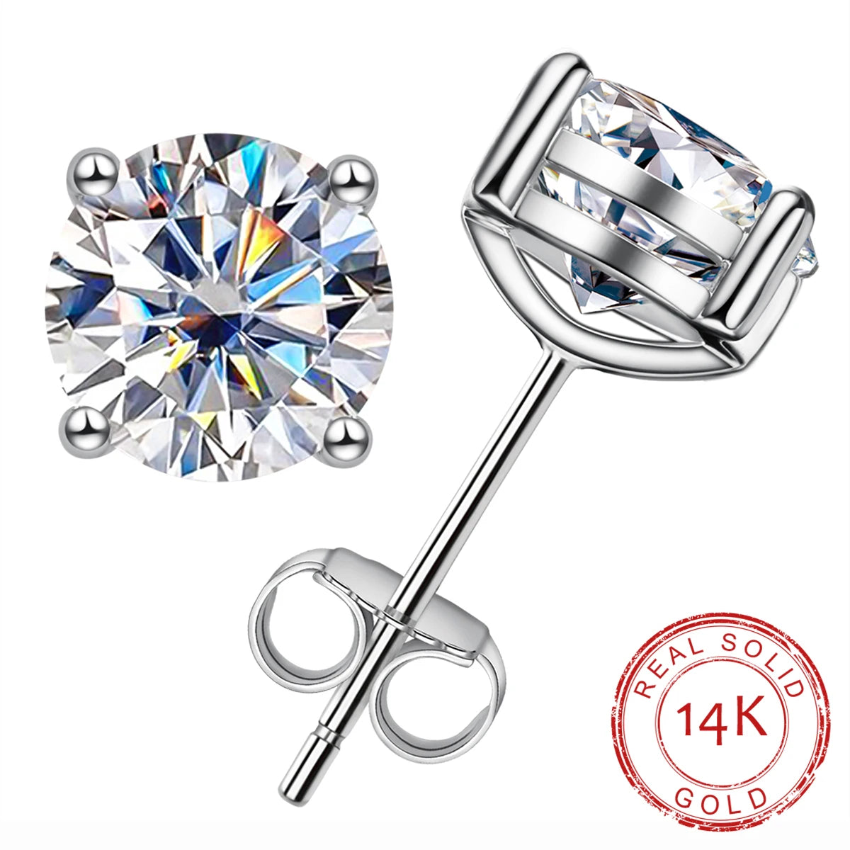 4 CTTW D Color Moissanite Stud Earrings