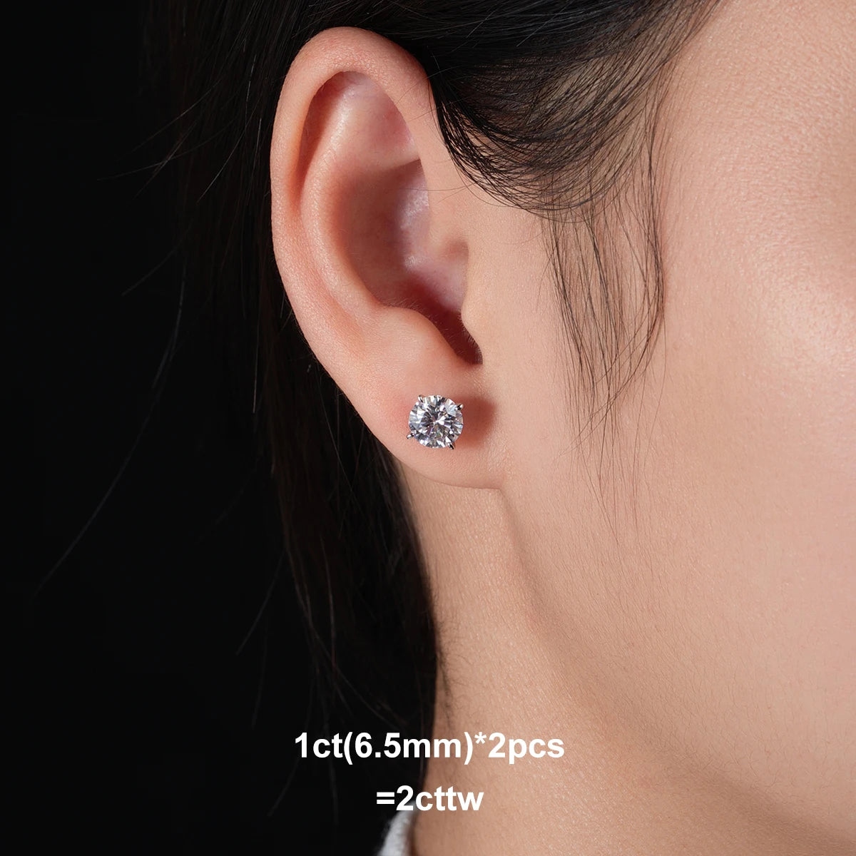 VVS1 14K Gold Round Cut Moissanite Earrings