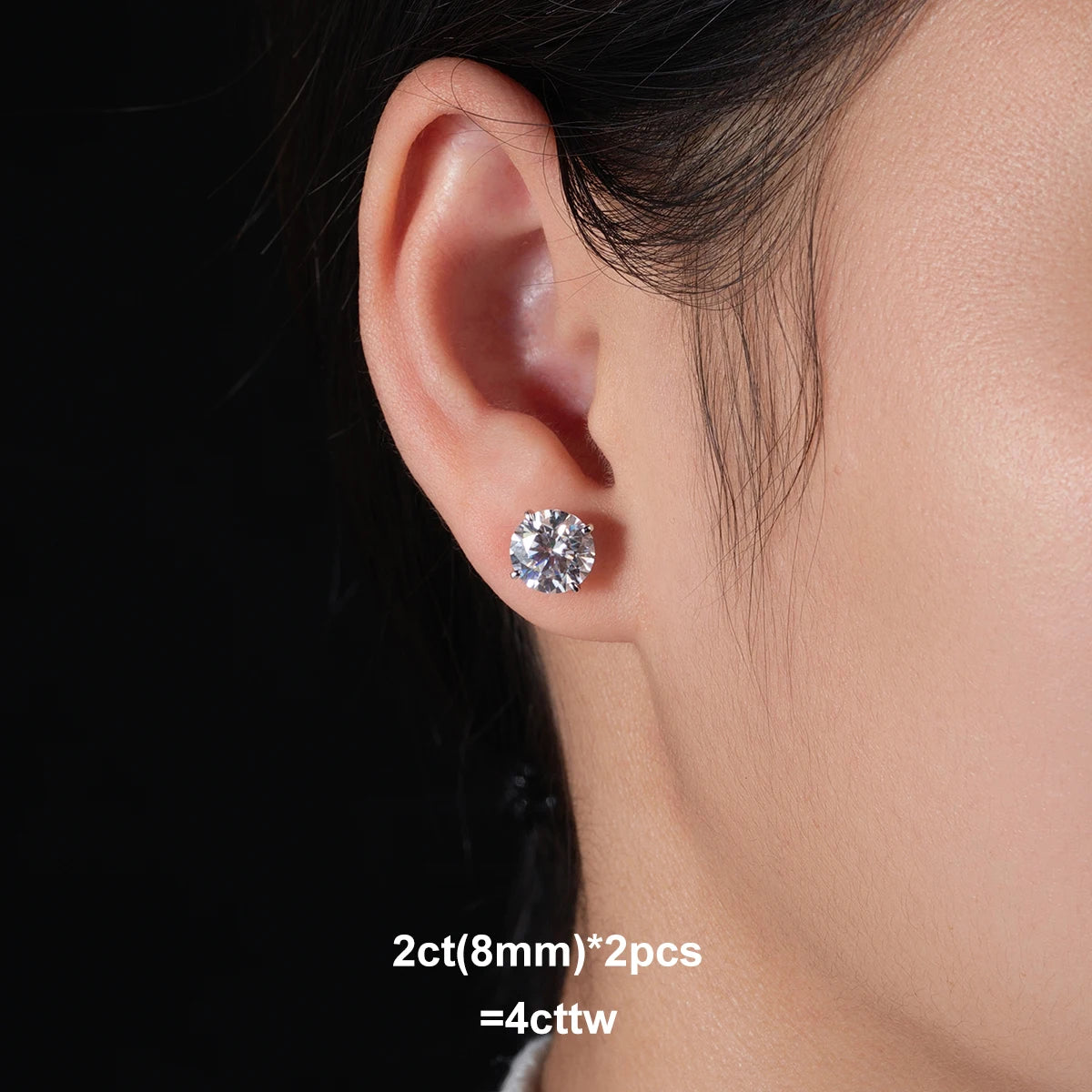 VVS1 14K Gold Round Cut Moissanite Earrings