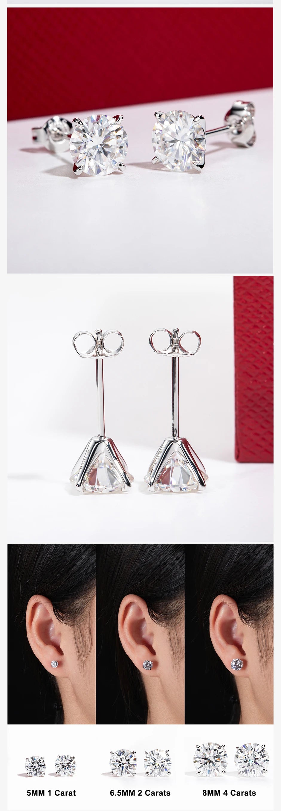 VVS1 14K Gold Round Cut Moissanite Earrings