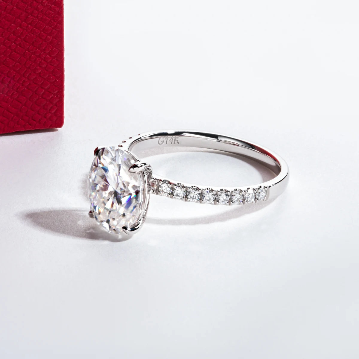 3 CT Oval Cut 14K Gold Moissanite Engagement Ring