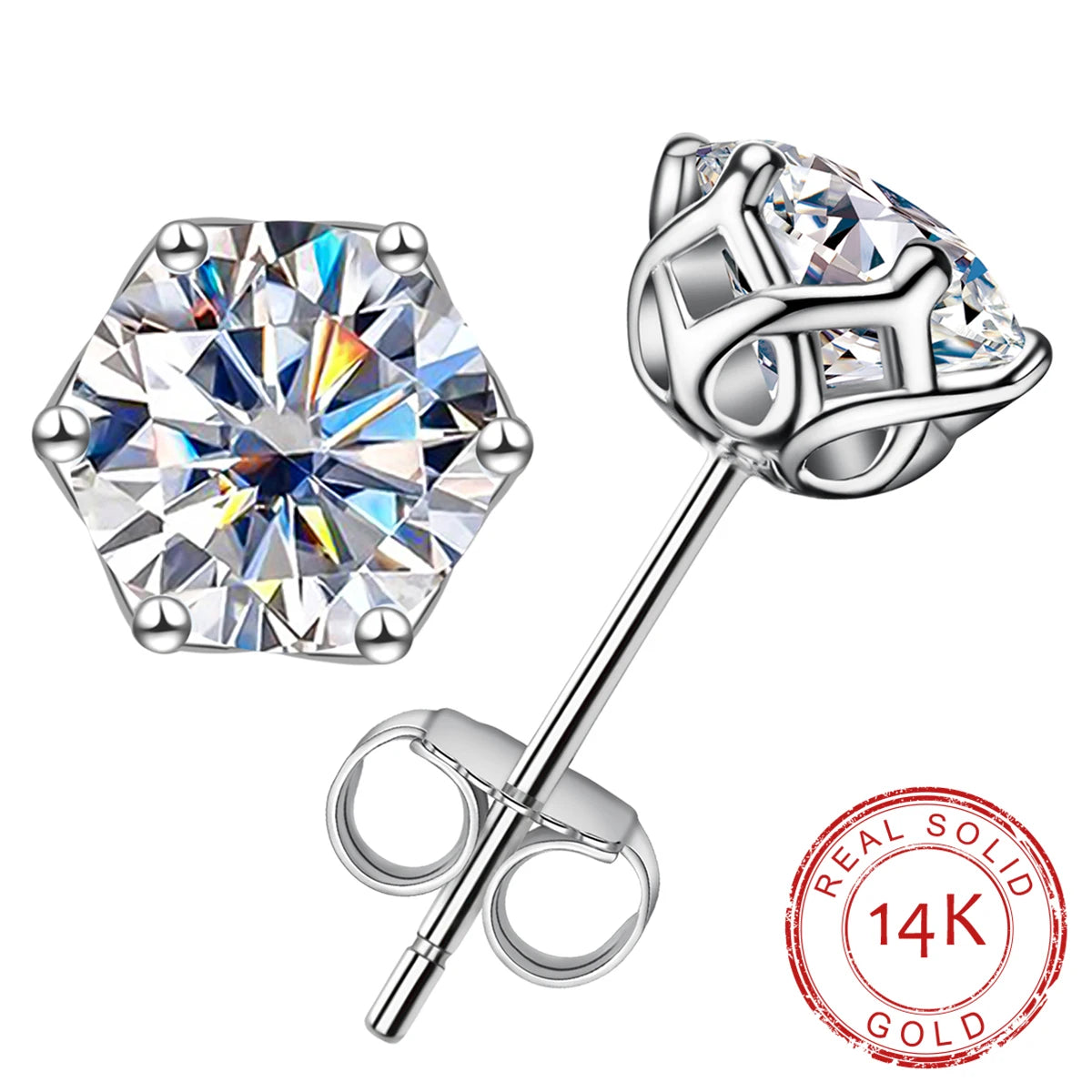 1 CT D Color Moissanite Flower Stud Earrings