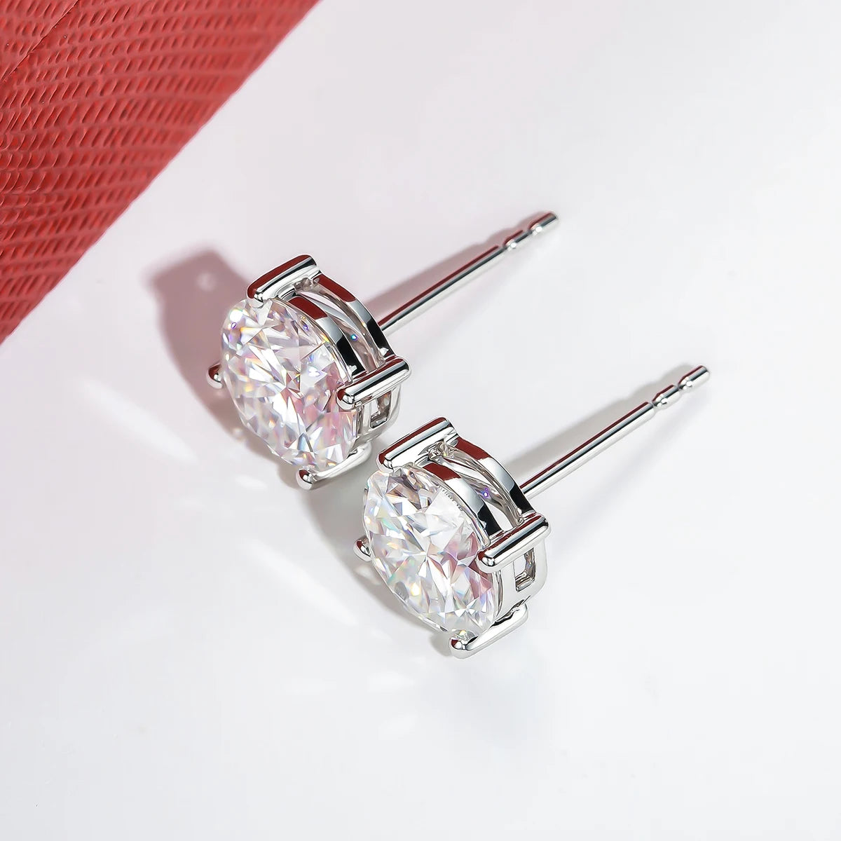 4 CTTW D Color Moissanite Stud Earrings
