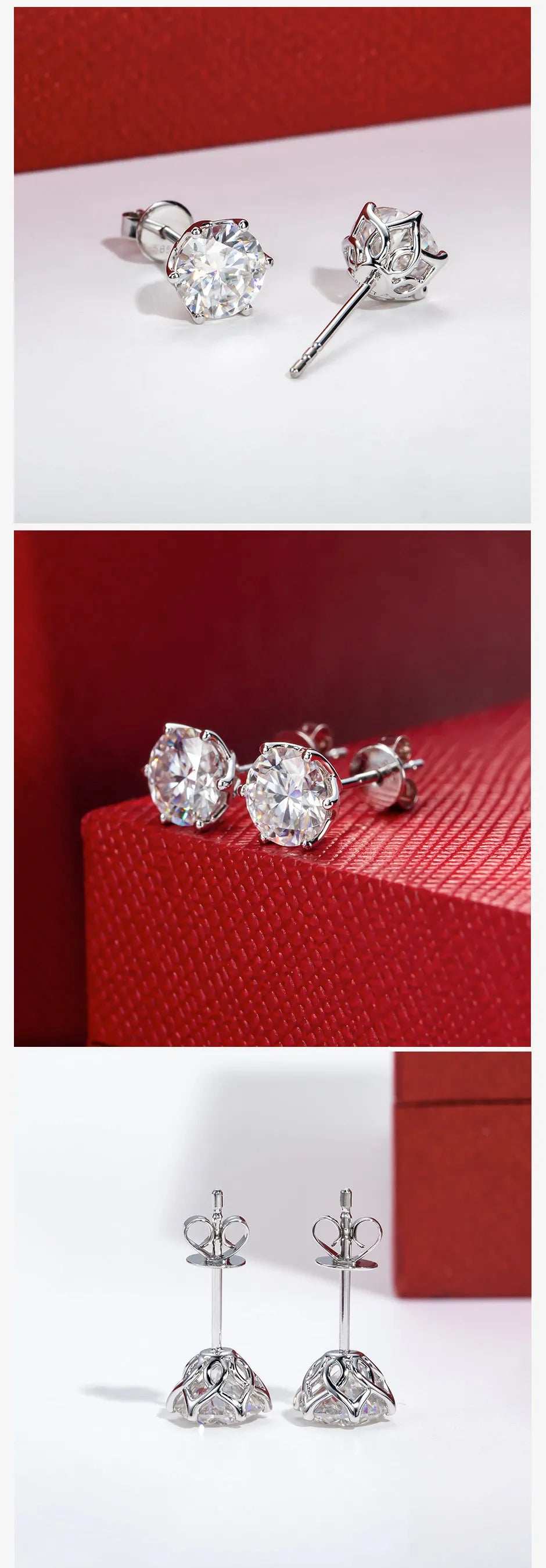 1 CT D Color Moissanite Flower Stud Earrings