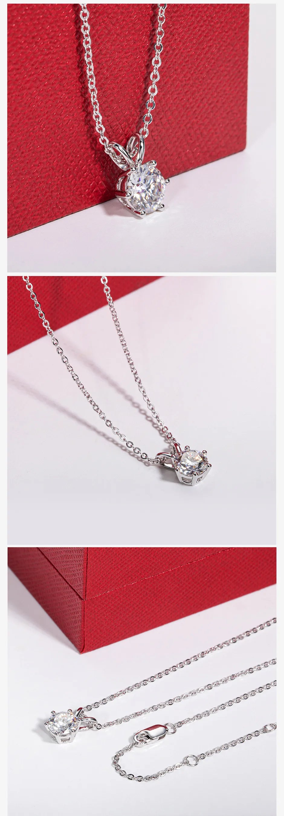1 Carat D Color Moissanite Pendant Necklace
