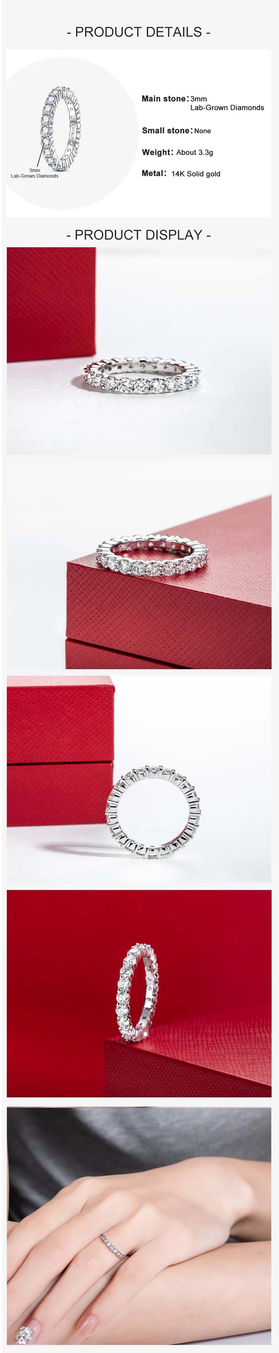 3MM D Color Lab Grown Diamond Eternity Wedding Band