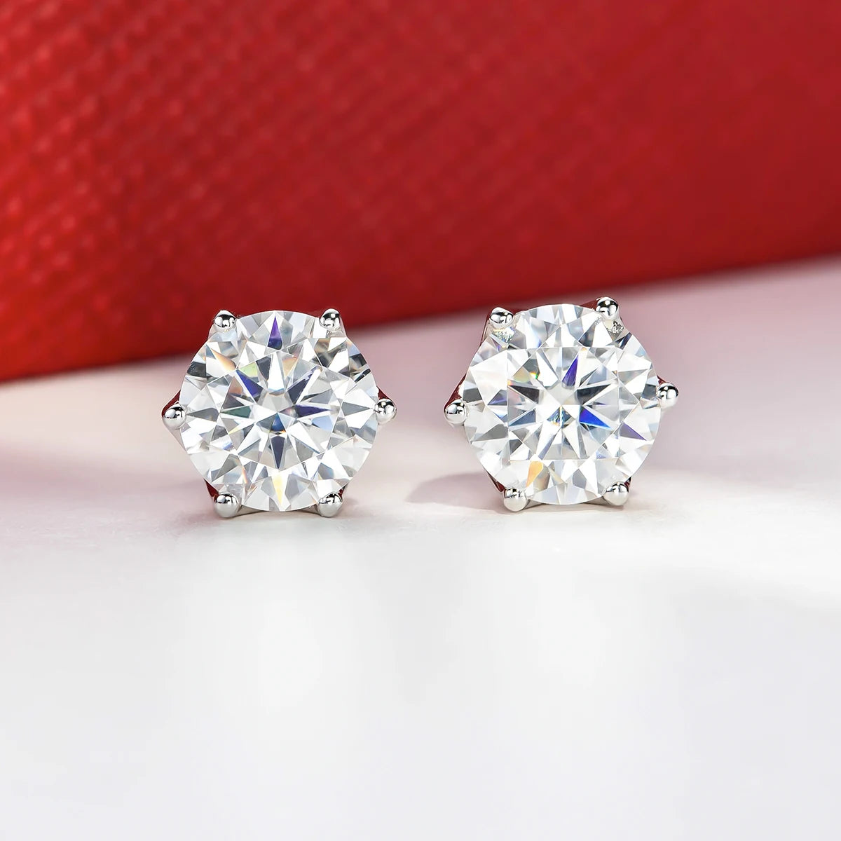1 CT D Color Moissanite Flower Stud Earrings