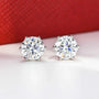 1 CT D Color Moissanite Flower Stud Earrings