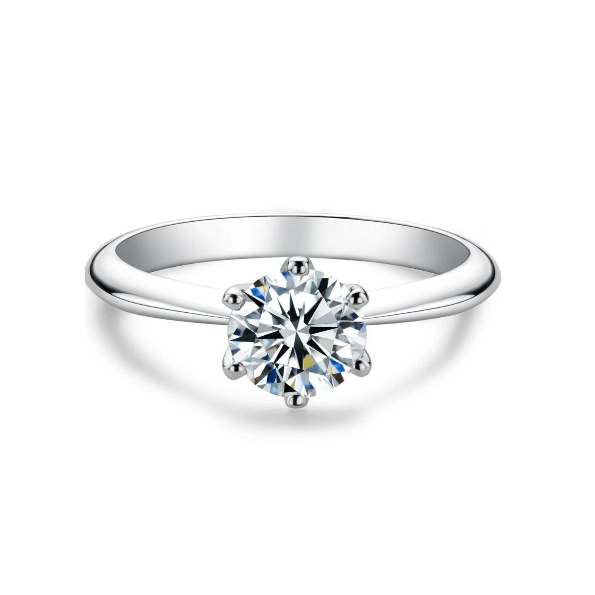 VVS1 Round Cut Solitaire Moissanite Engagement Ring