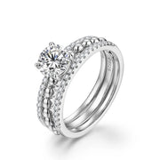 1.0 CT D-Color Round-Cut Moissanite Ring