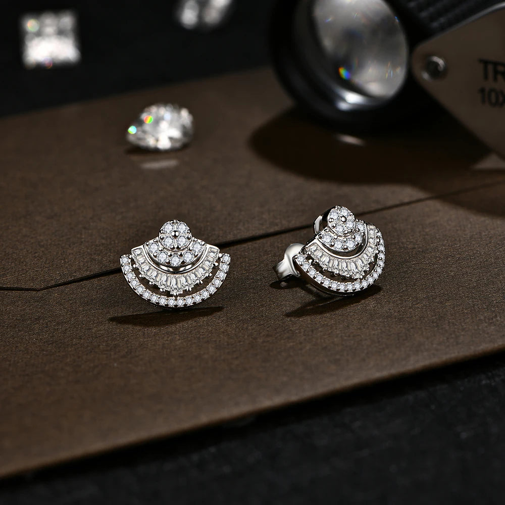 VVS1 D Color Moissanite Sector Earrings | S925.