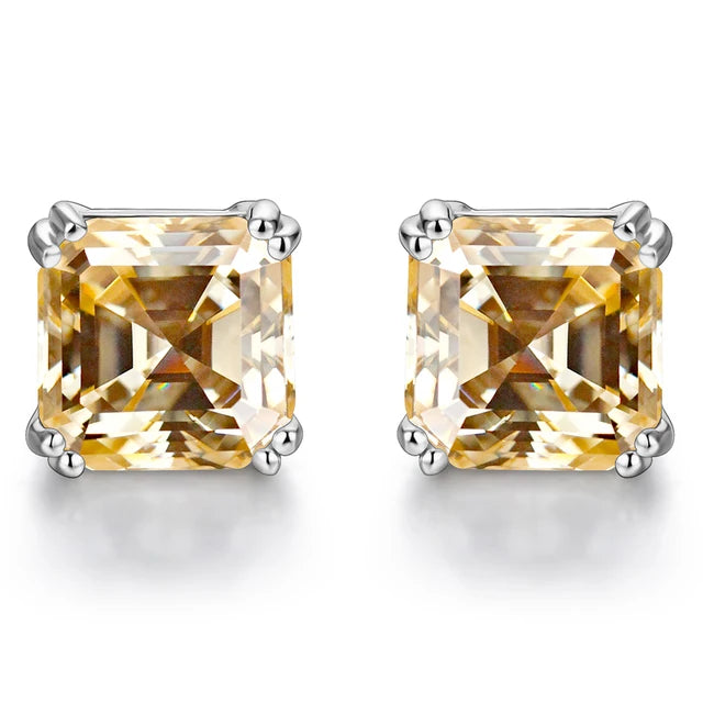 5MM Asscher-Cut Moissanite Stud Earrings