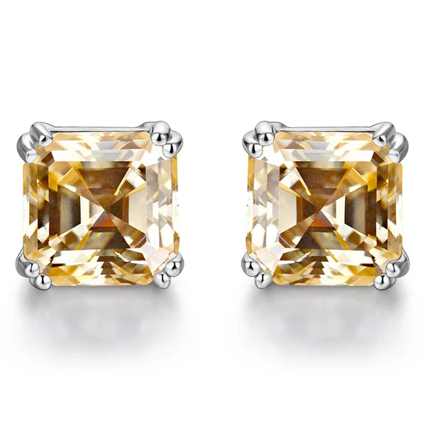 5MM Asscher-Cut Moissanite Stud Earrings