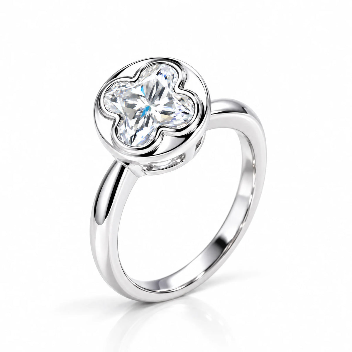2 CT Four-Leaf Clover Moissanite Engagement Ring