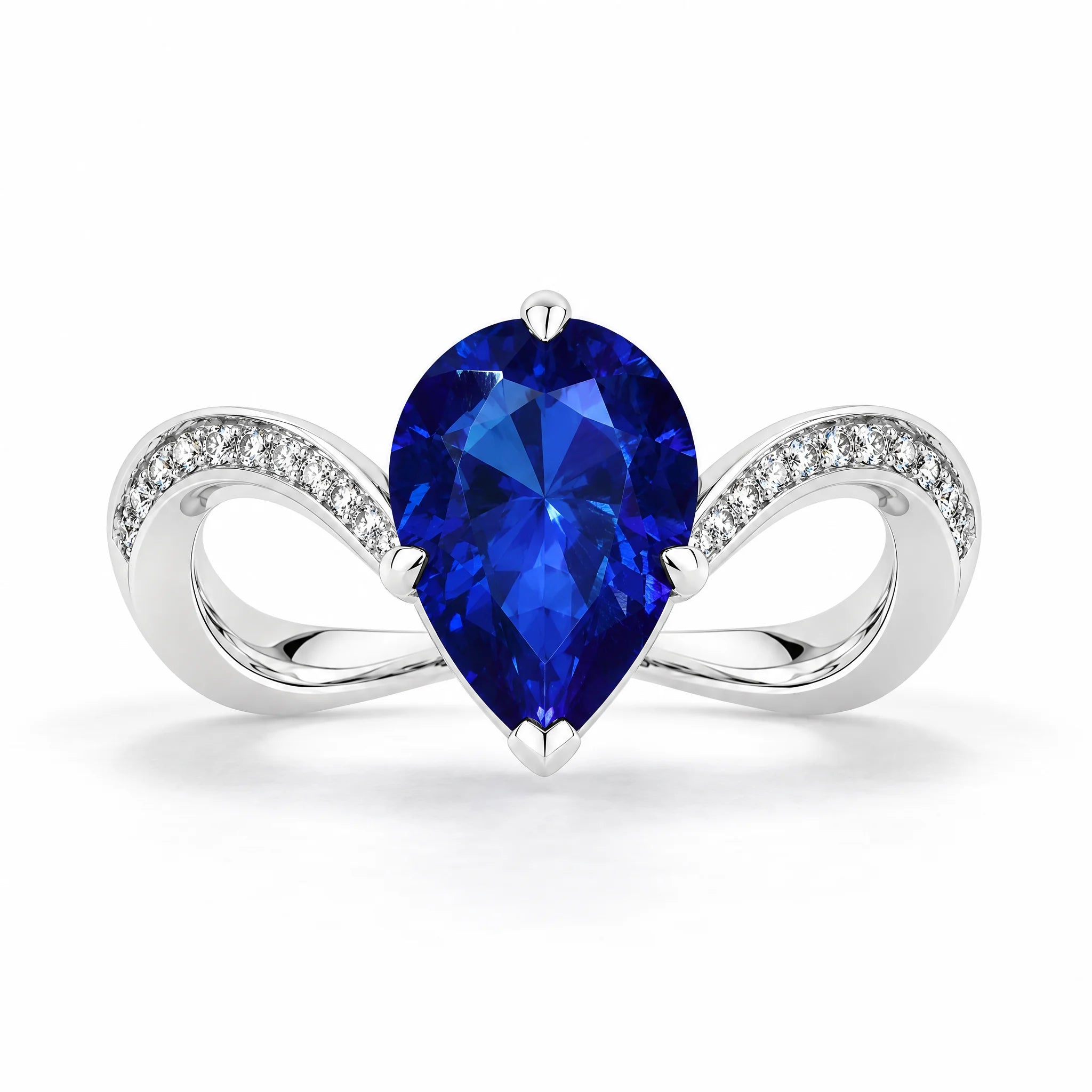 6 CT Pear Cut Lab Sapphire & Ruby Wedding Ring