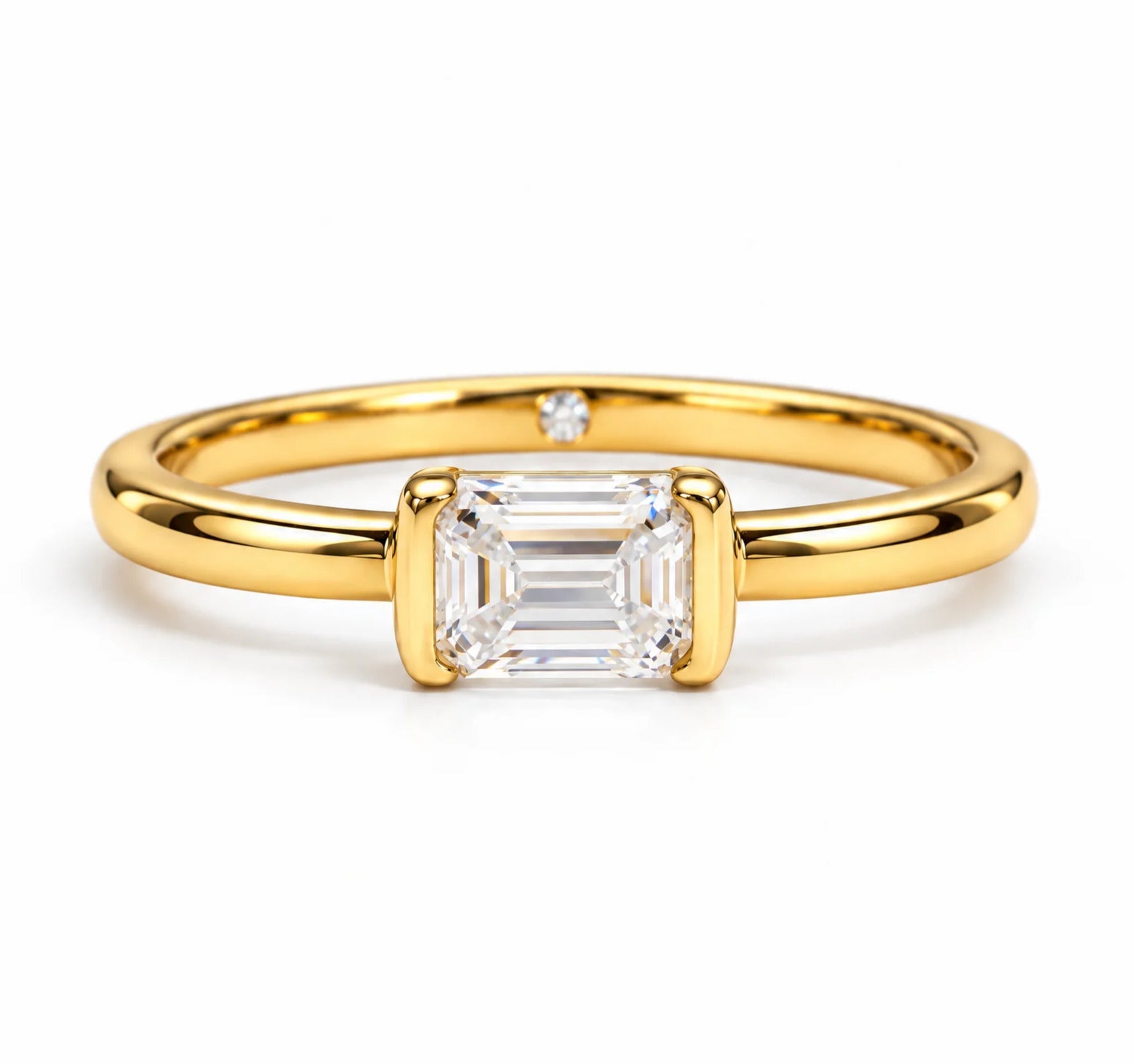 1 CT Emerald Cut D Color Moissanite Band