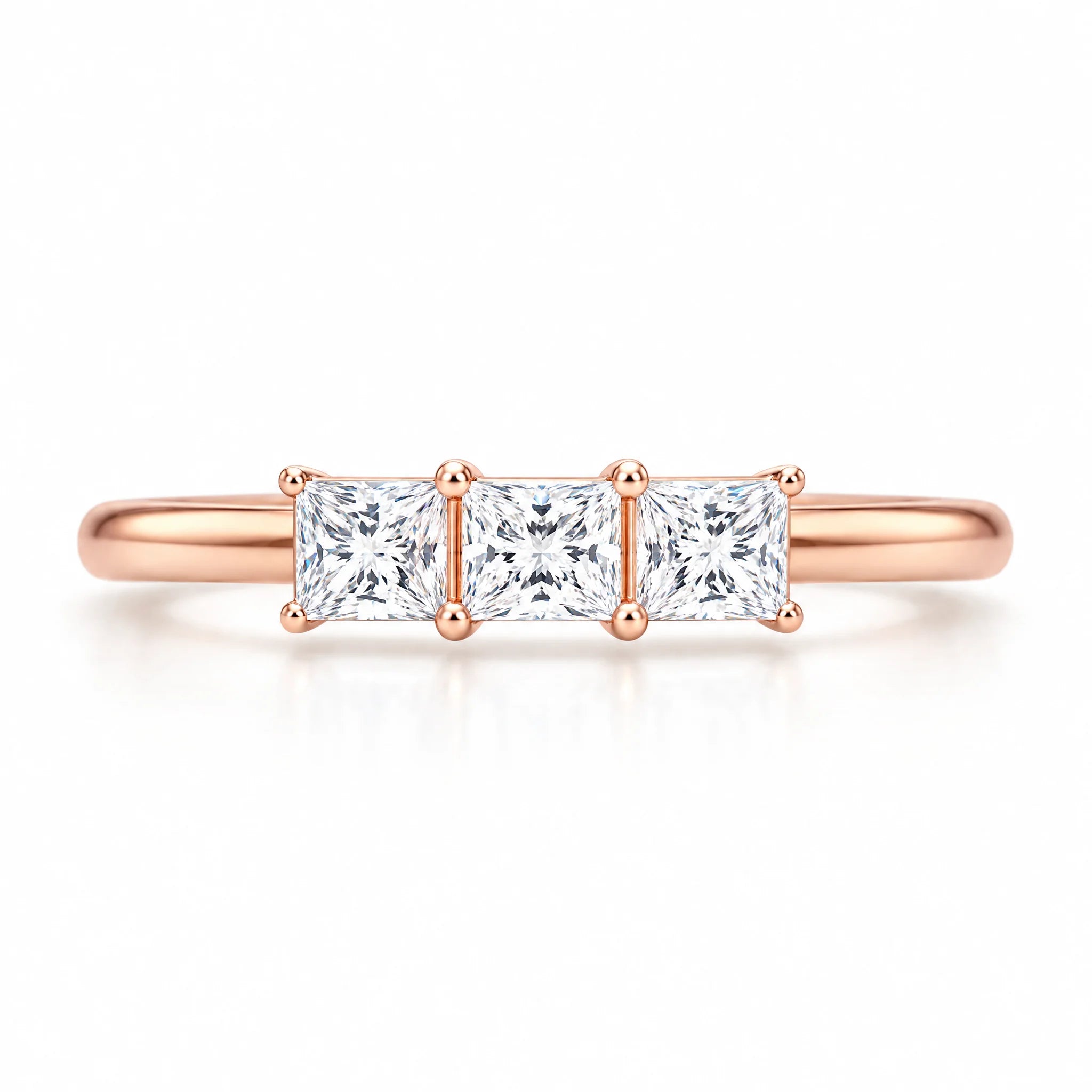 3*3MM 3 Stone Moissanite Promise Ring