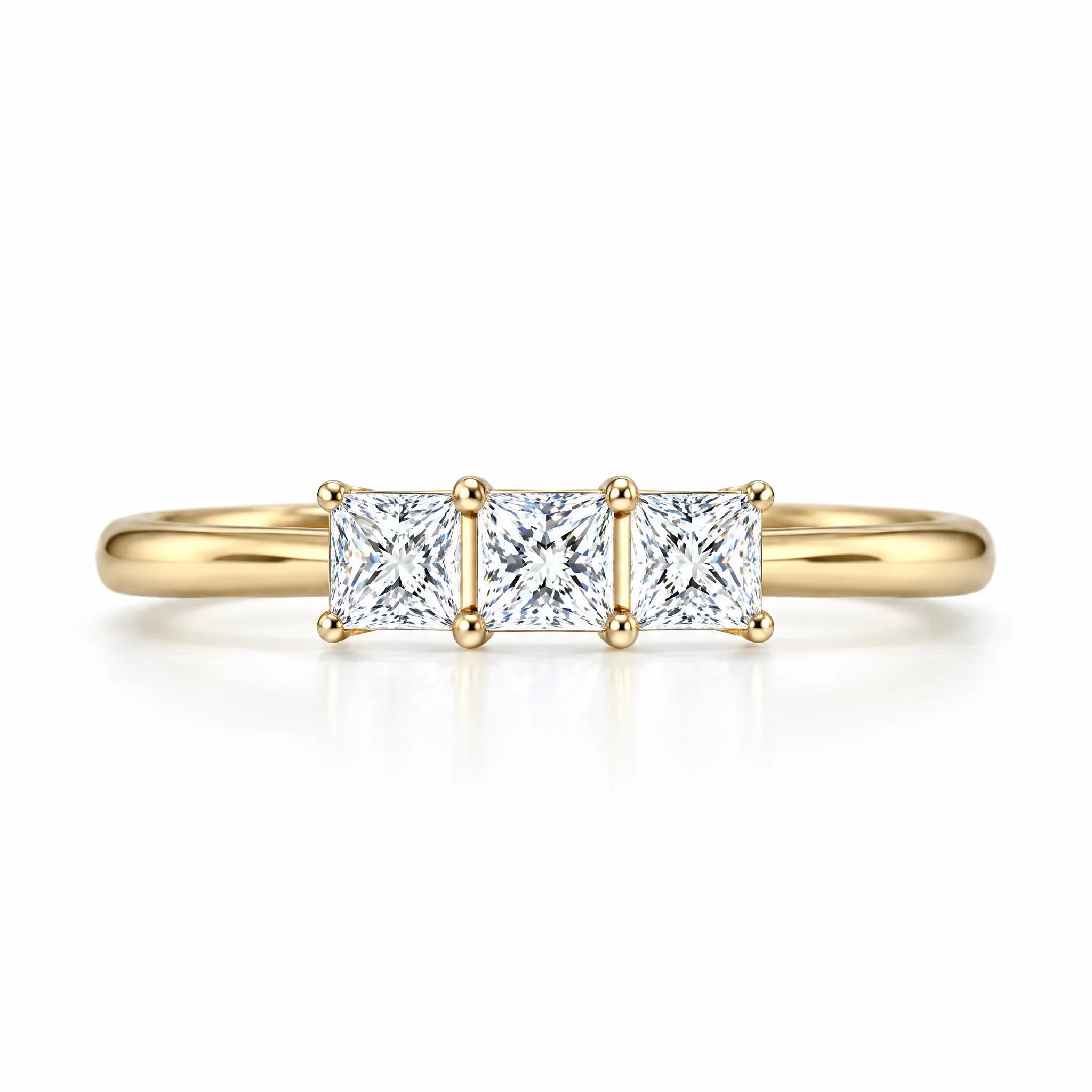 3*3MM 3 Stone Moissanite Promise Ring