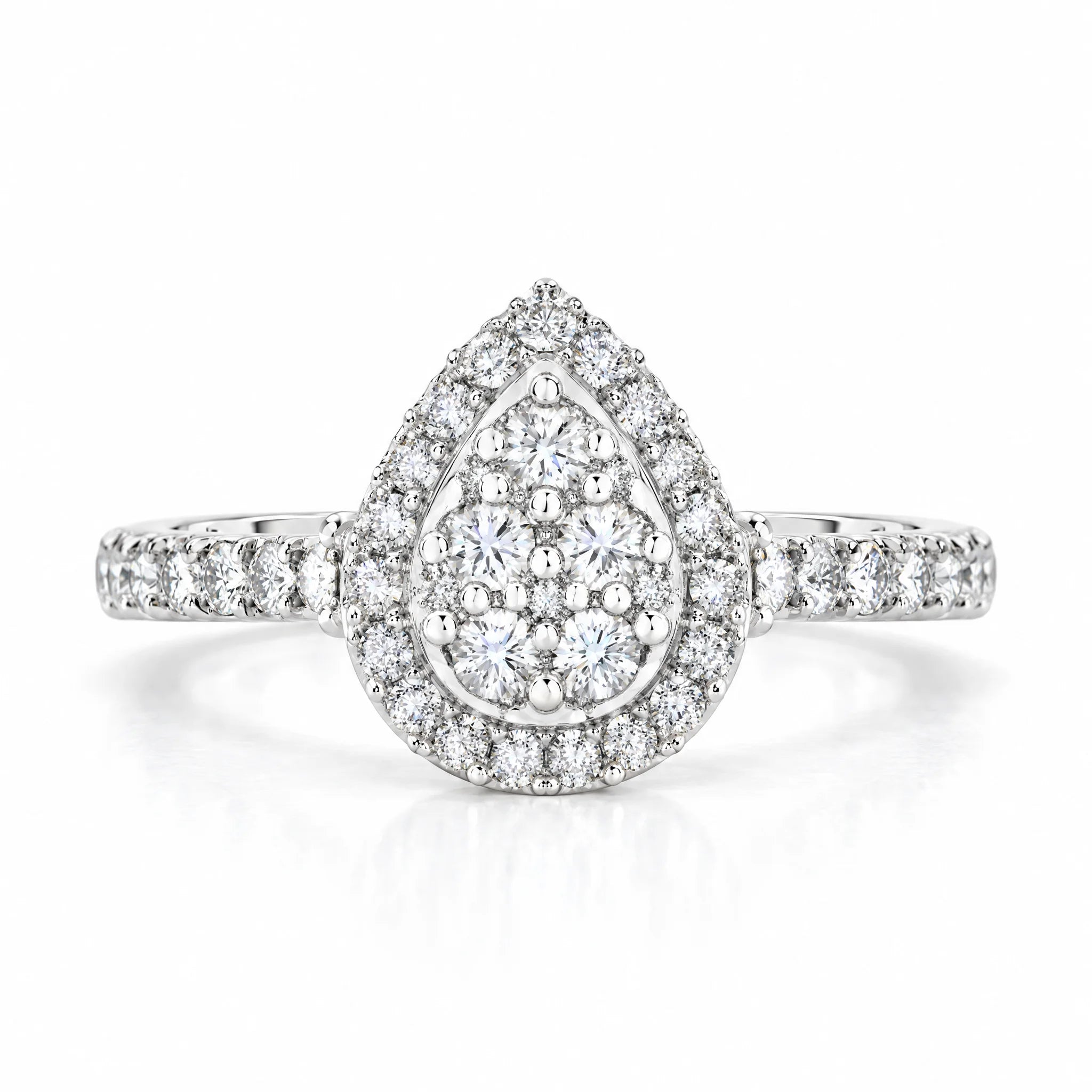 Vintage Round & Pear-Shaped Moissanite Bridal Ring