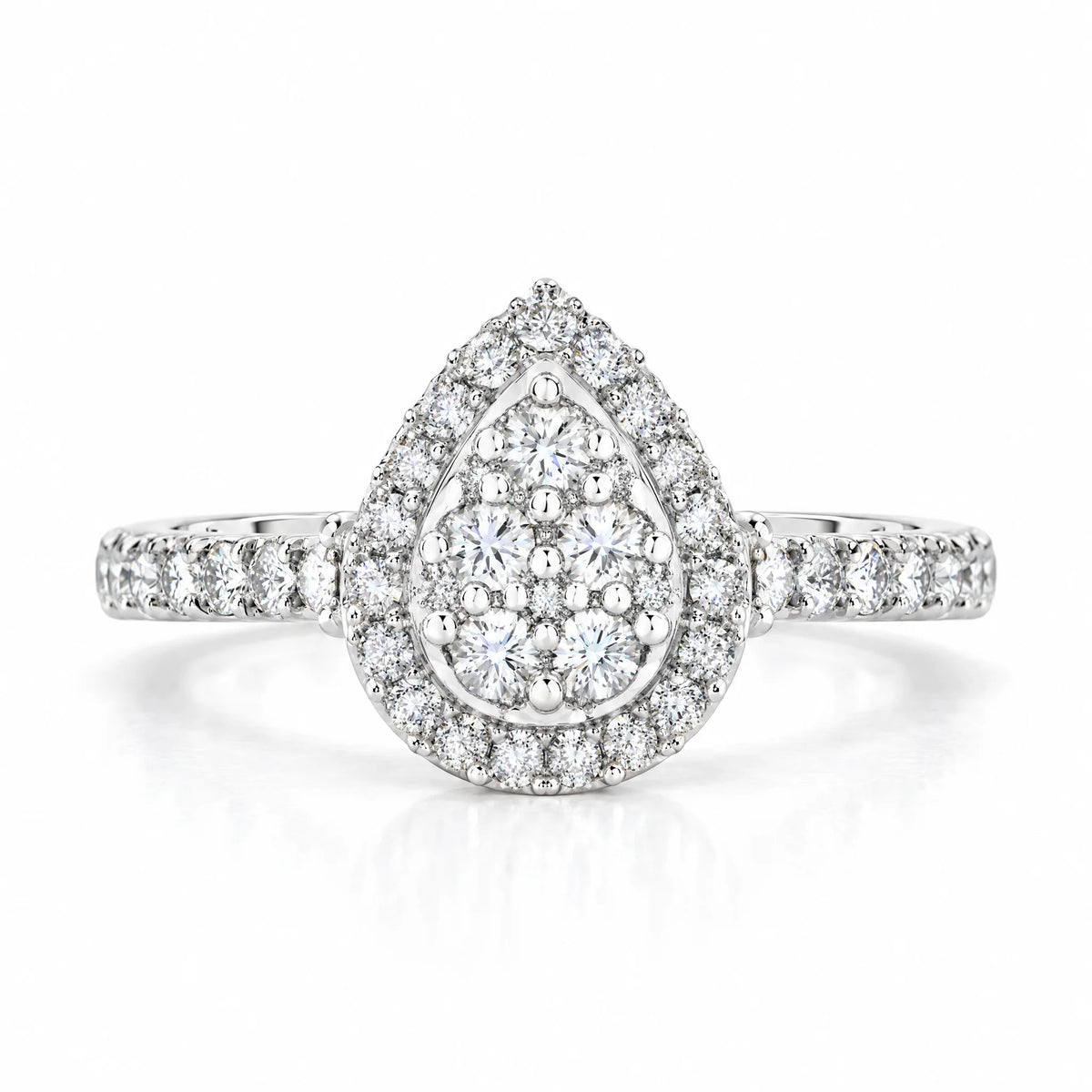 Vintage Round & Pear-Shaped Moissanite Bridal Ring