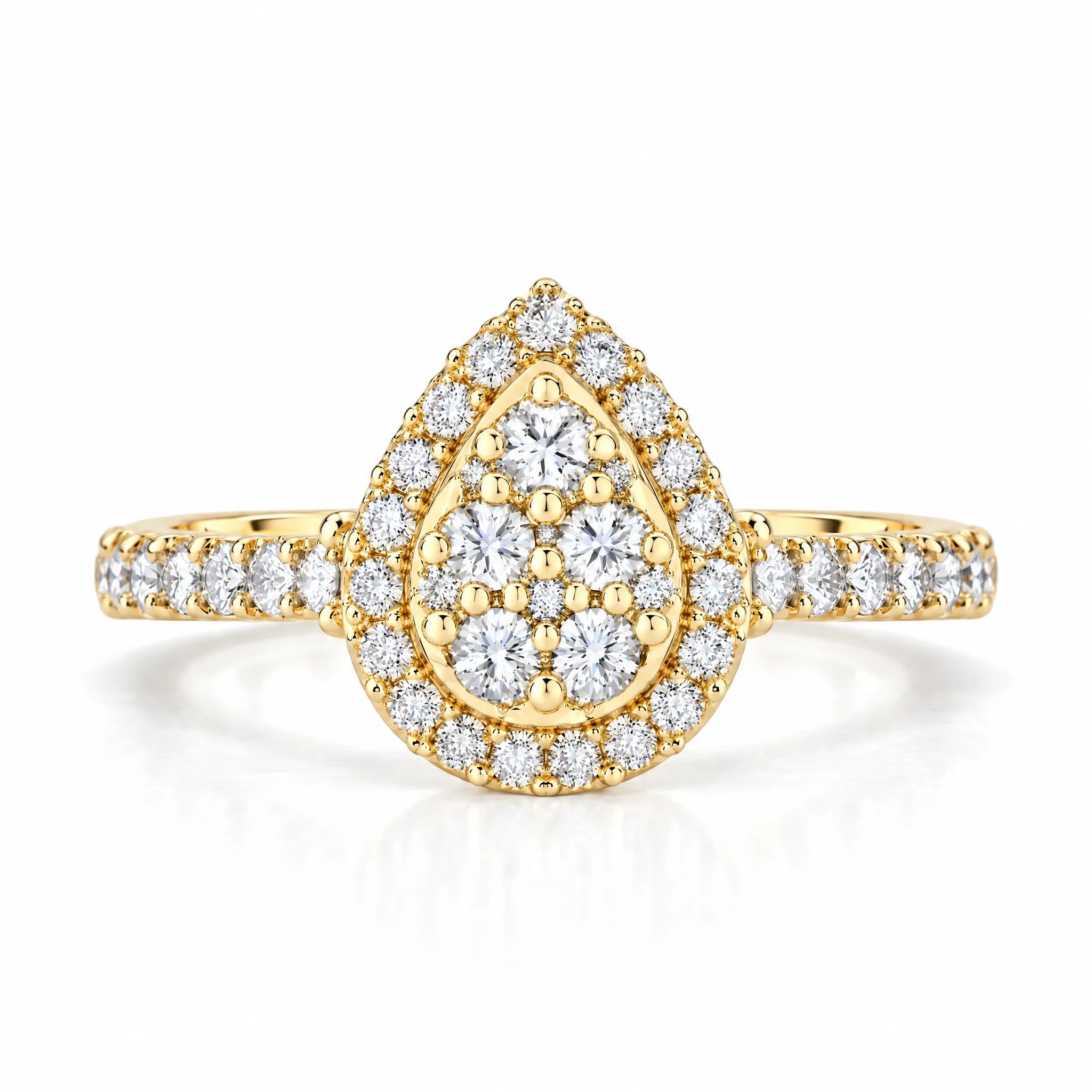 Vintage Round & Pear-Shaped Moissanite Bridal Ring