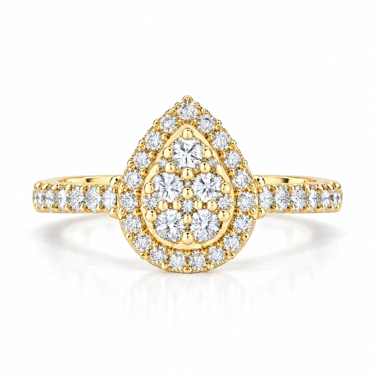 Vintage Round & Pear-Shaped Moissanite Bridal Ring