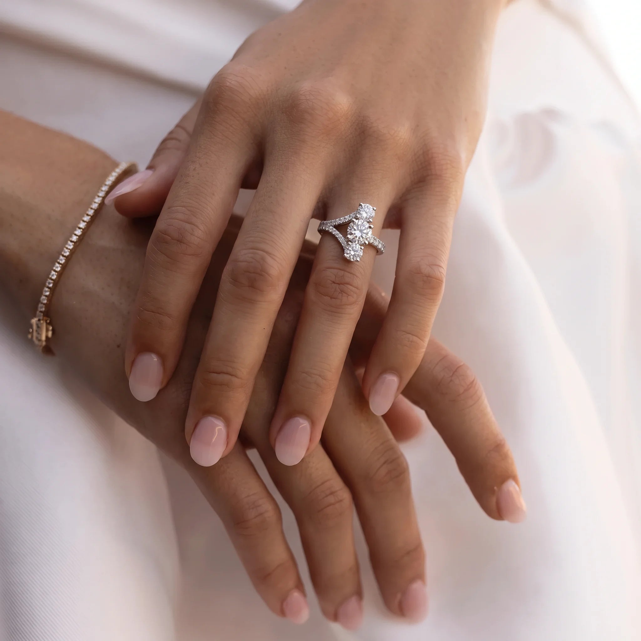 2.36 CTTW Three Stone Moissanite Engagement Ring