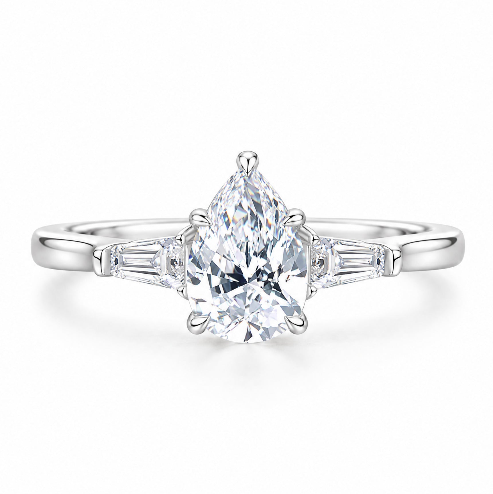 VVS1 D Color 1.5 CT Pear Cut Moissanite Ring
