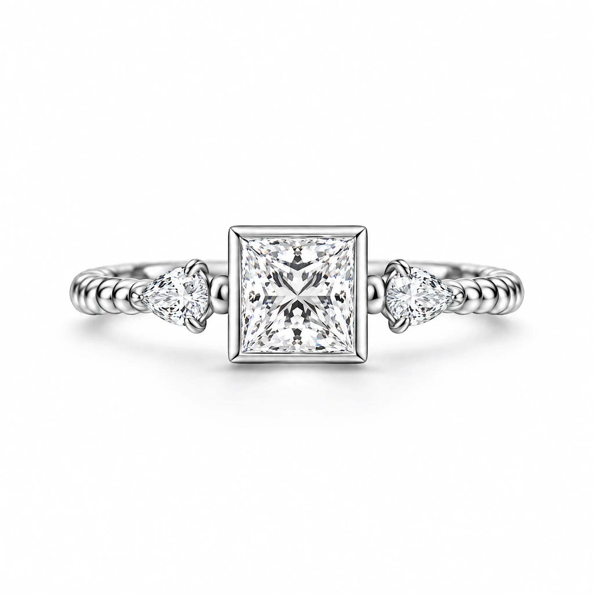 VVS1 D Color Princess Cut | 4*4mm Moissanite Ring
