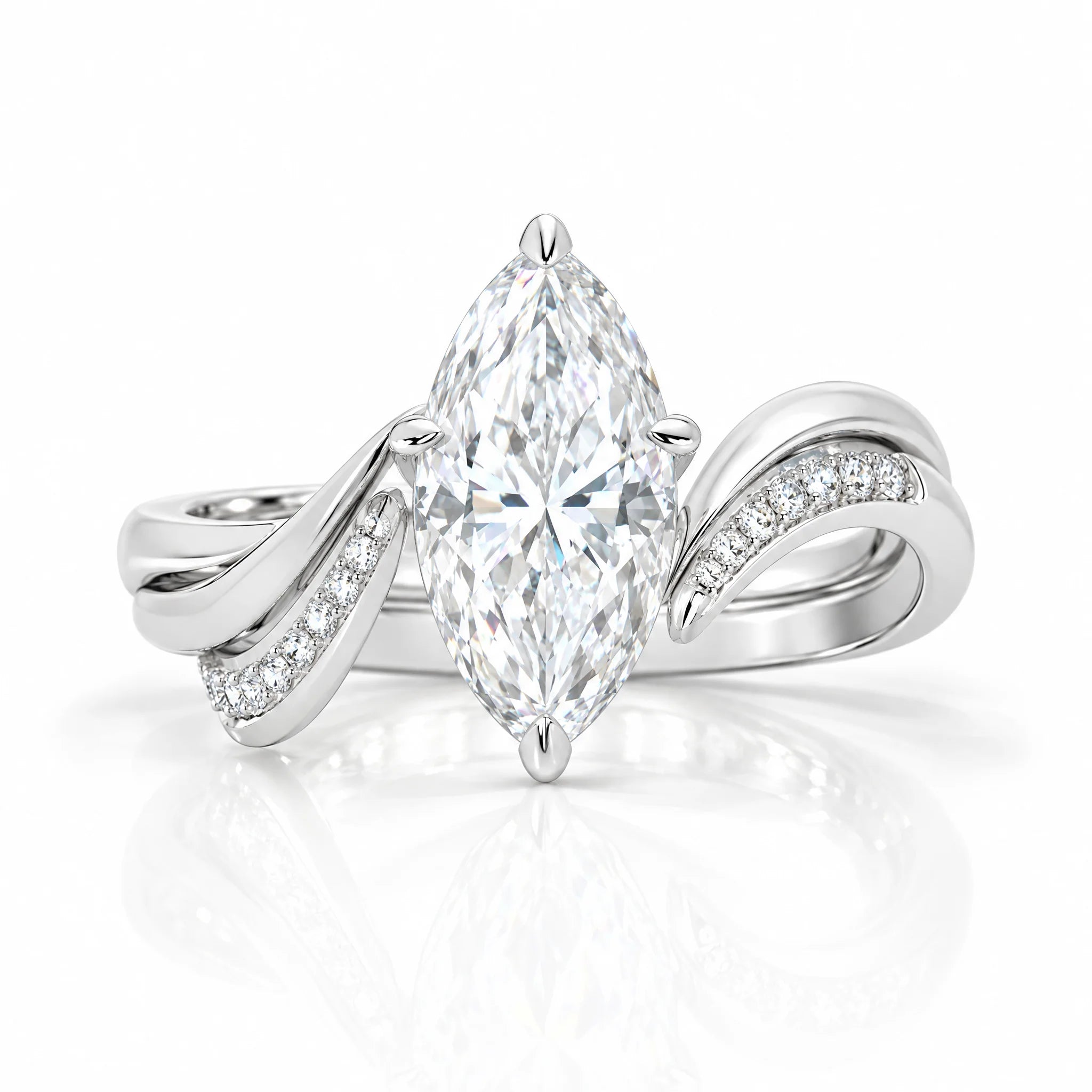 3 CT Marquise Cut Moissanite Engagement Ring Set