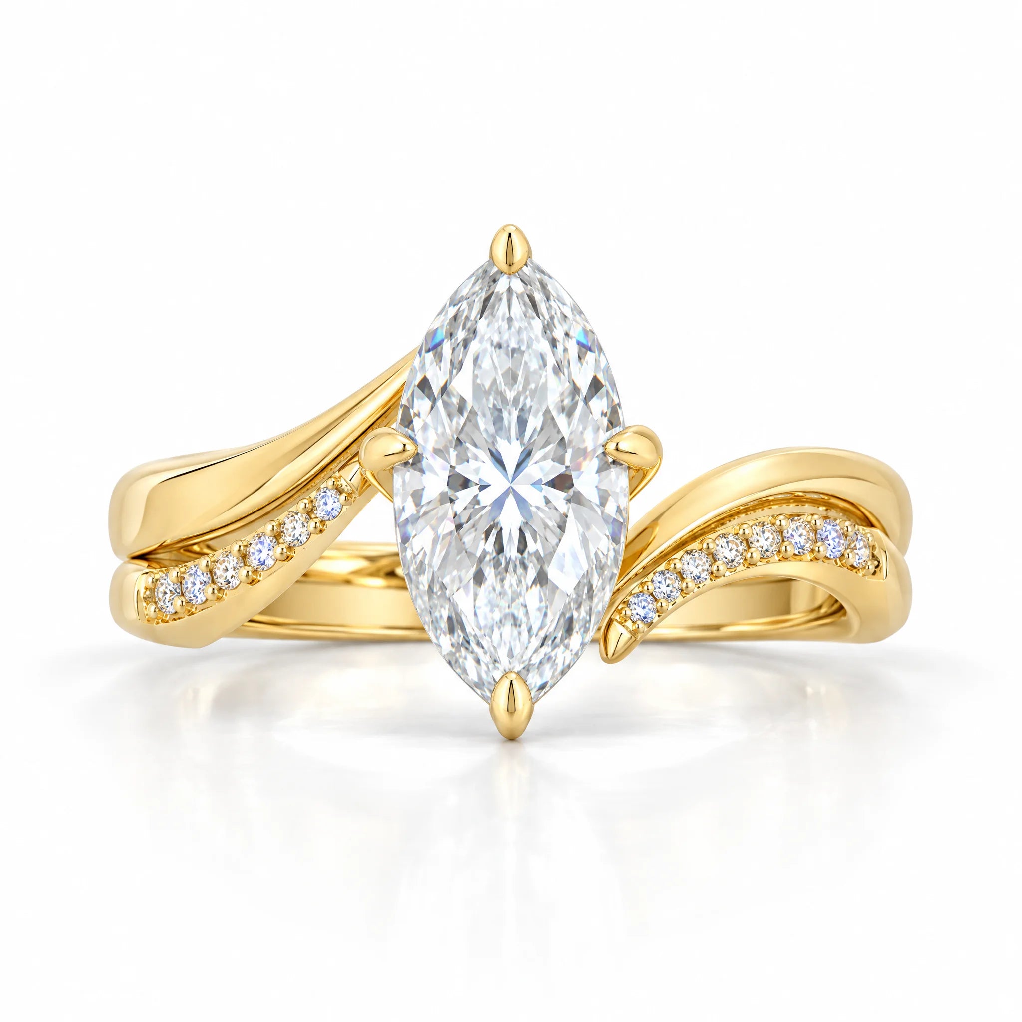 3 CT Marquise Cut Moissanite Engagement Ring Set