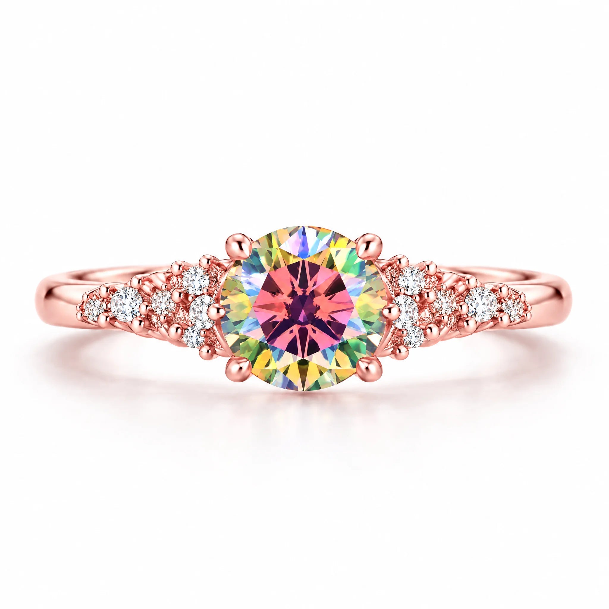 VVS1 D Color 1.0 CT Round Cut Moissanite Ring