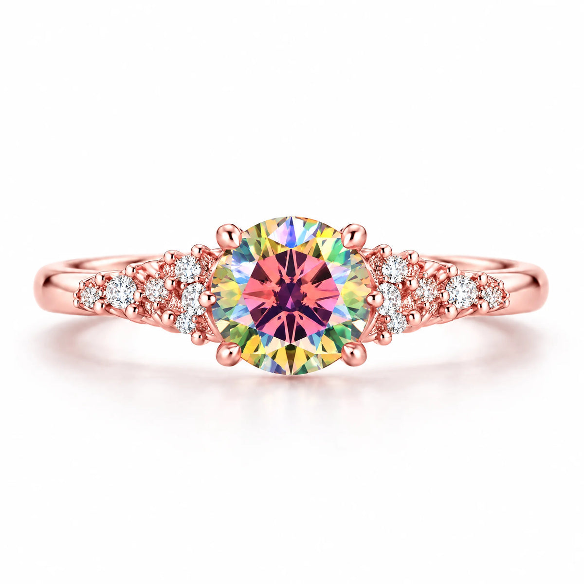 VVS1 D Color 1.0 CT Round Cut Moissanite Ring
