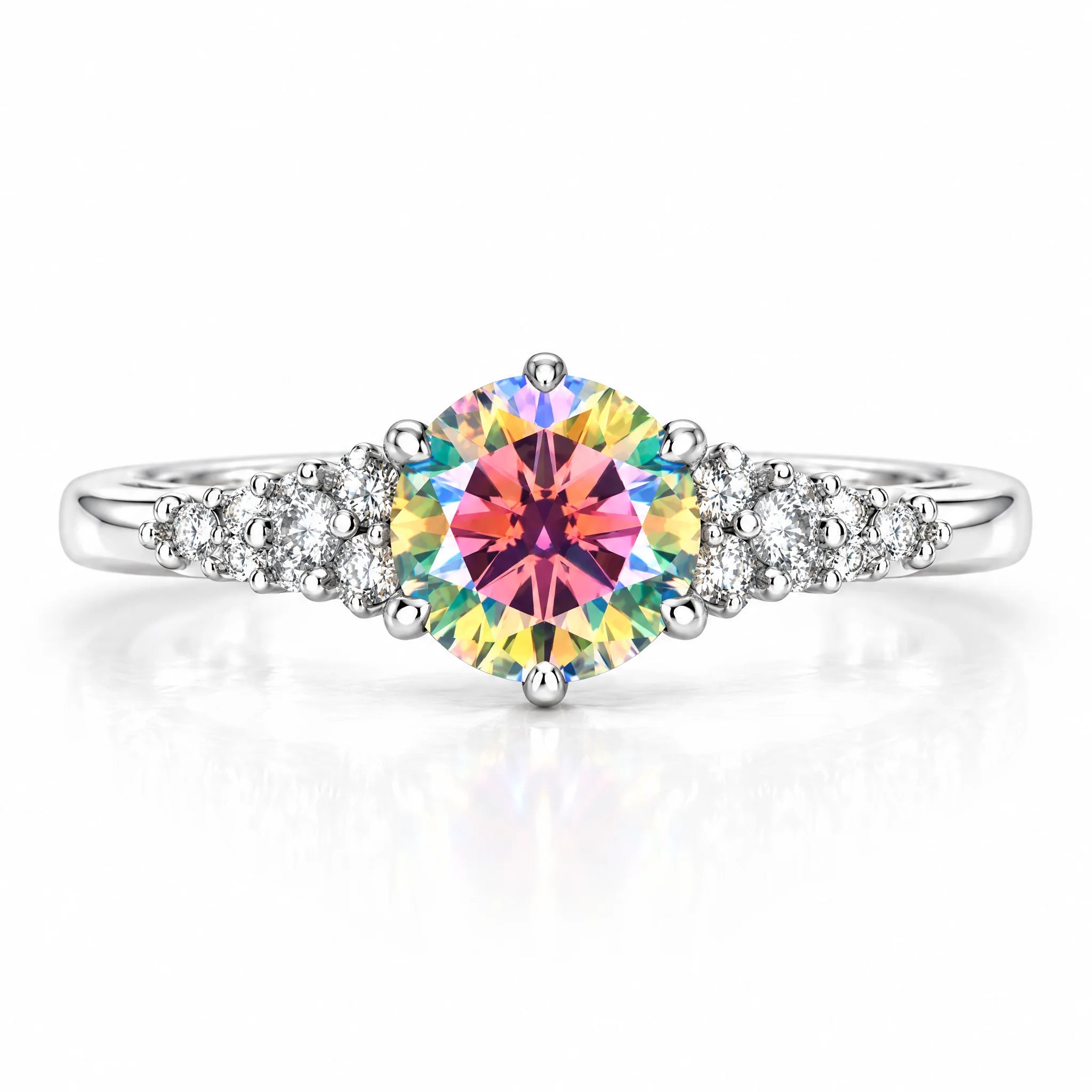 VVS1 D Color 1.0 CT Round Cut Moissanite Ring