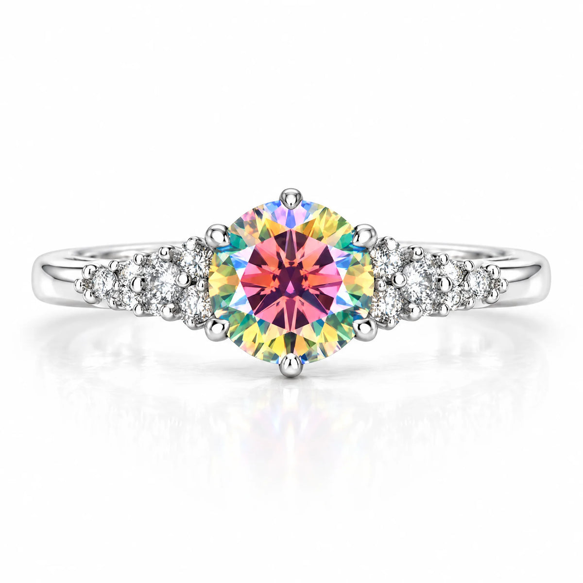 VVS1 D Color 1.0 CT Round Cut Moissanite Ring