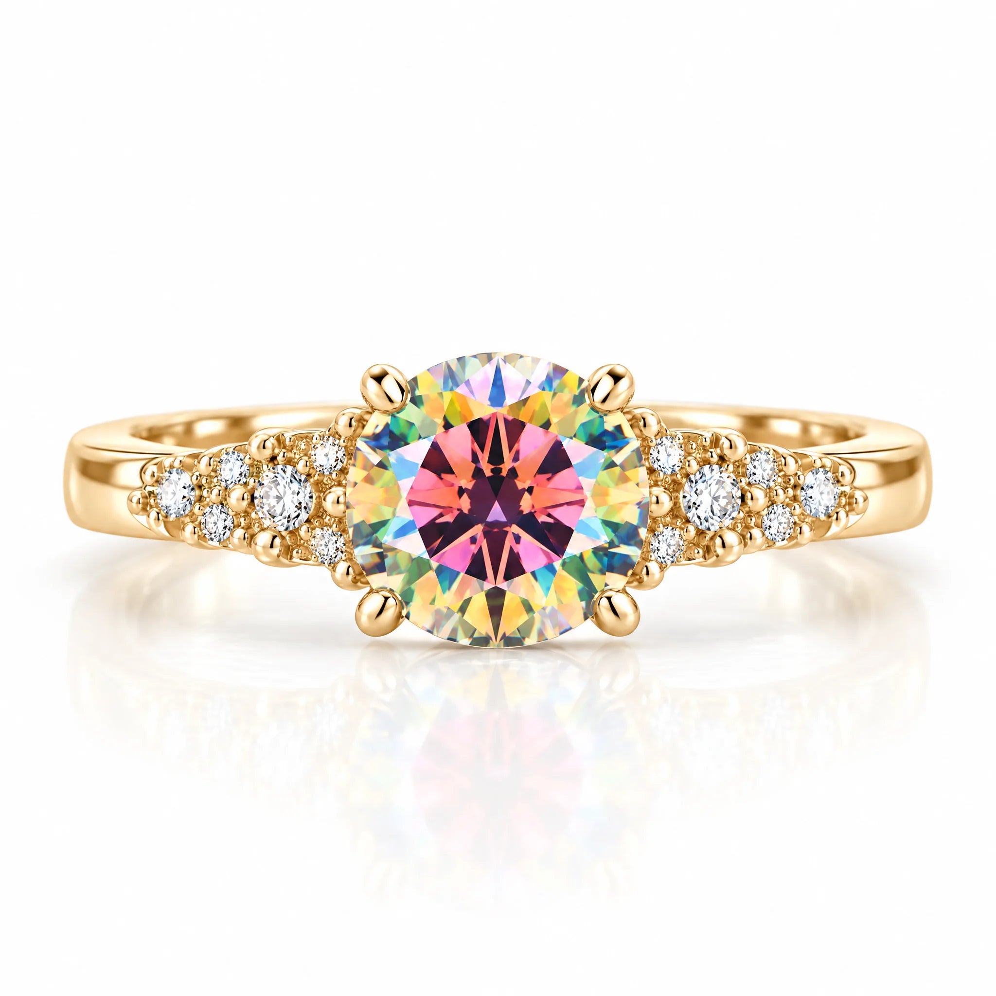 VVS1 D Color 1.0 CT Round Cut Moissanite Ring