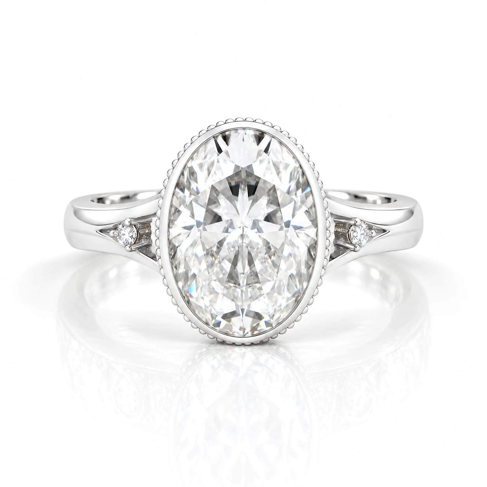 8 CT Oval Cut Moissanite Bezel Engagement Ring