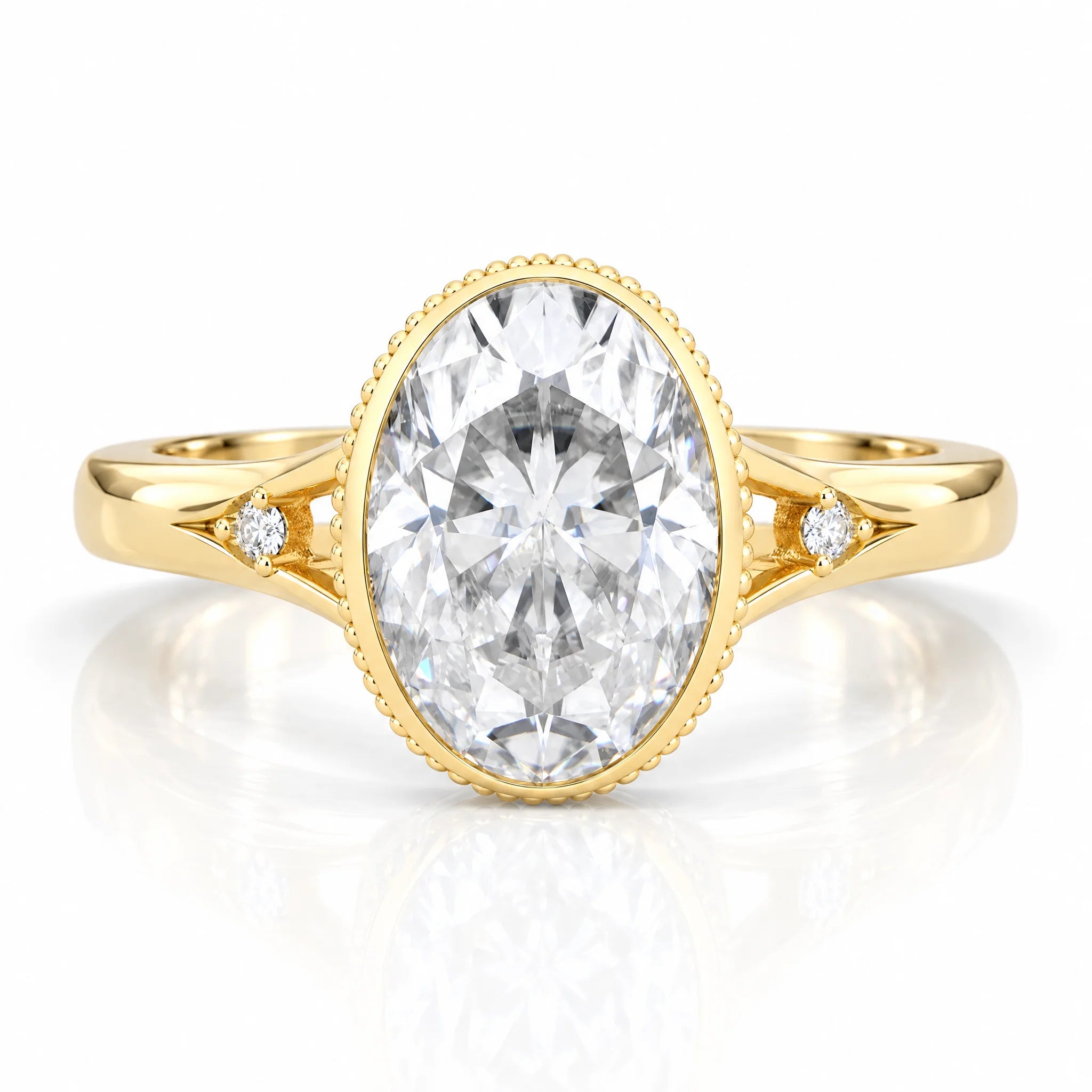 8 CT Oval Cut Moissanite Bezel Engagement Ring