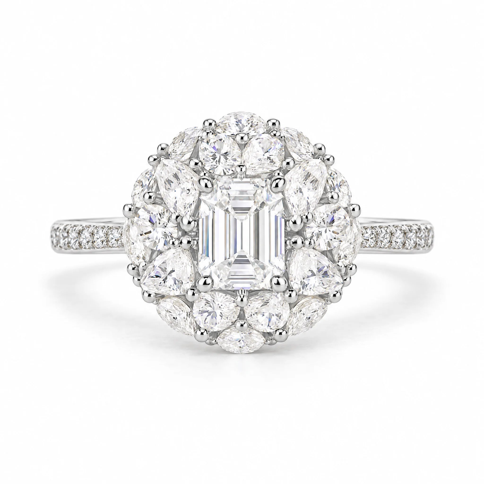 VVS1 D Color Octagon Cut Moissanite Ring