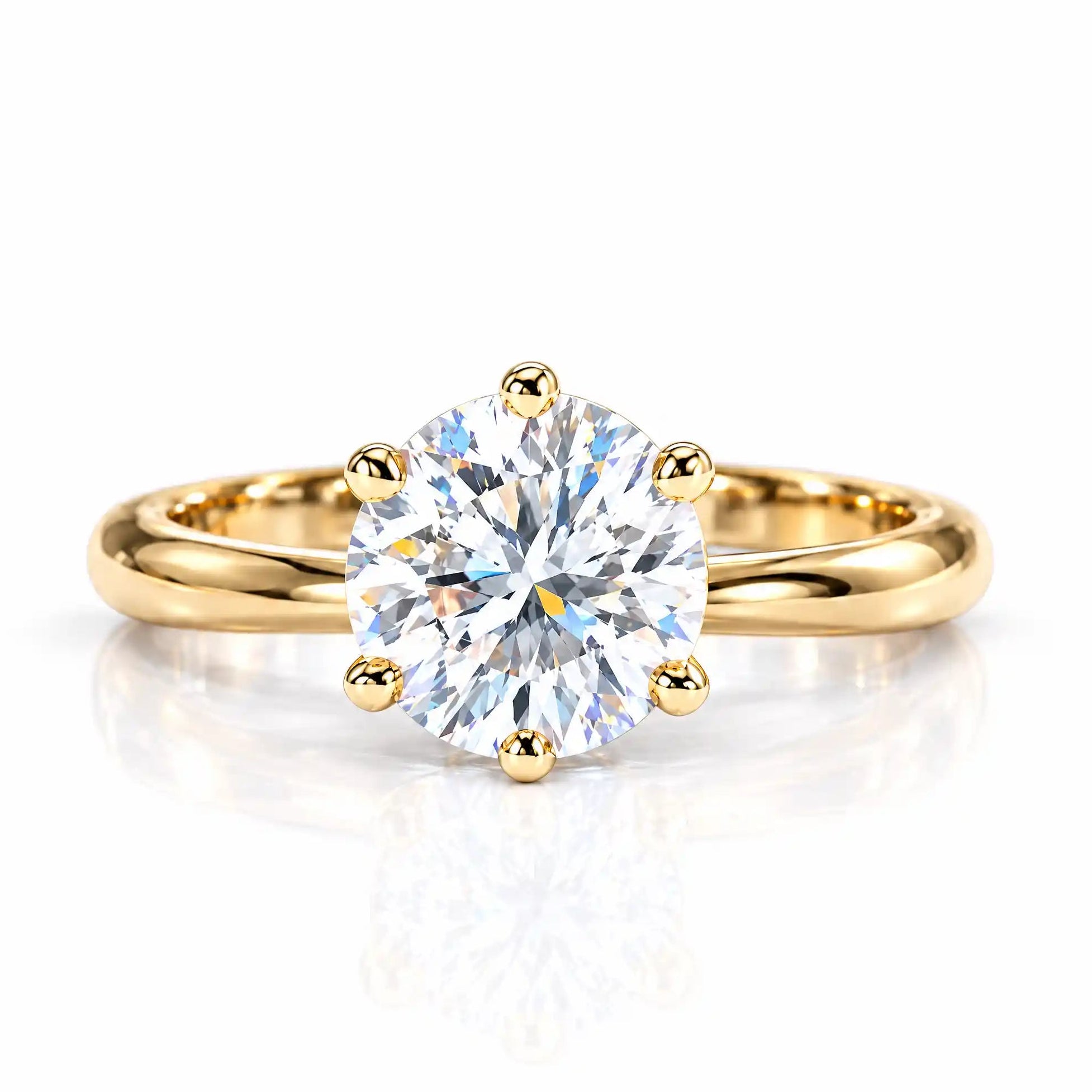 VVS1 Round Cut Moissanite Gold Solitaire Ring